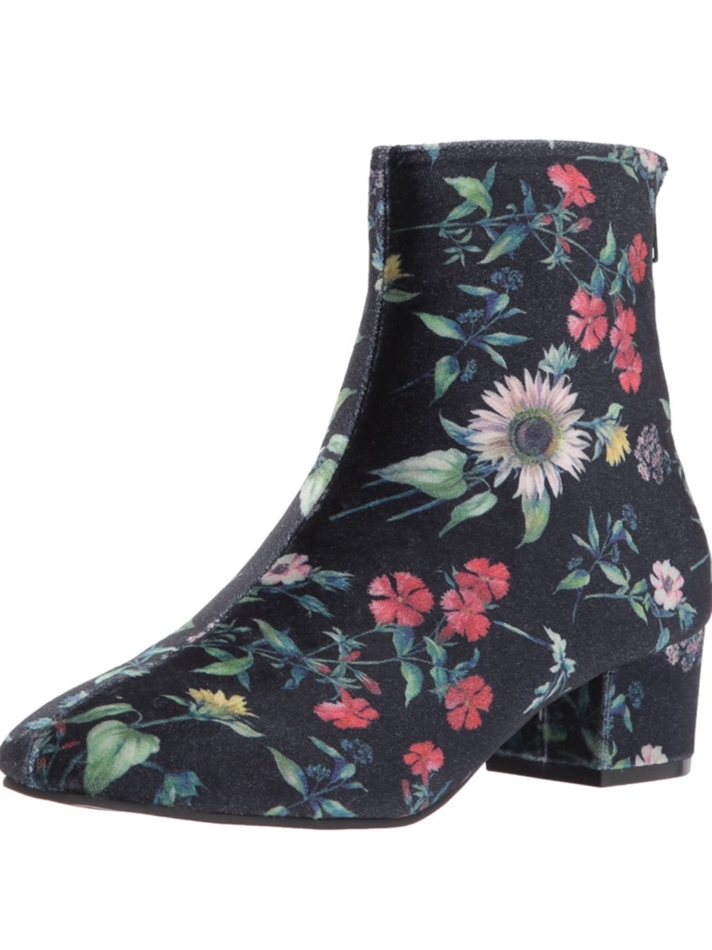 betsy johnson velvet floral talia ankle booties - size 7.5